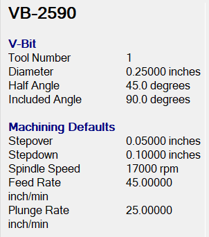 VB-2590 90deg V-Bit